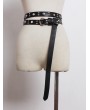 Black Gothic Punk PU Leather Rivet Long Belt