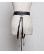 Black Gothic Punk PU Leather Chain Belt with Detachable Belts