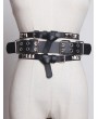 Black Gothic Punk PU Leather Rivet Wide Belt