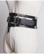 Black Gothic Punk PU Leather Rivet Wide Belt