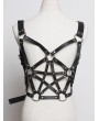 Black Gothic Punk PU Leather Pentagram Roop Harness