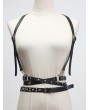 Black Gothic Punk PU Leather Rivet Buckle Belt Harness