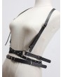 Black Gothic Punk PU Leather Rivet Buckle Belt Harness