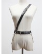 Black Gothic Punk PU Leather One-Shoulder Chain Buckle Belt Harness