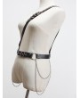 Black Gothic Punk PU Leather One-Shoulder Chain Buckle Belt Harness