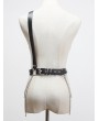 Black Gothic Punk PU Leather One-Shoulder Chain Buckle Belt Harness