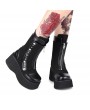 Black Gothic Punk Rivet Zipper Platform Mid-Calf Boots for Women