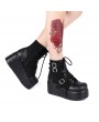 Black Gothic Punk Skull Platform Mid-Calf Boots for Women