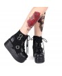 Black Gothic Punk Skull Platform Mid-Calf Boots for Women