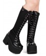 Black Gothic Punk Lace Up Knee Platform Boots for Women