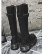 Black Gothic Punk Lace Up Knee Platform Boots for Women