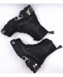 Black Gothic Punk Platform Mid-Calf Boots for Women
