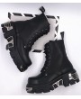 Black Gothic Punk Platform Mid-Calf Boots for Women