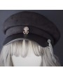 Black Street Fashion Gothic Punk Skull Chain Hat