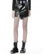 Dark in Love Black Gothic Punk Irregular PU Short Skirt