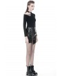 Dark in Love Black Gothic Punk Irregular PU Short Skirt