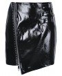 Dark in Love Black Gothic Punk Irregular PU Short Skirt