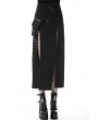 Dark in Love Black Gothic Punk Sexy Slit Irregular Long Skirt