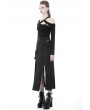 Dark in Love Black Gothic Punk Sexy Slit Irregular Long Skirt