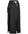 Dark in Love Black Gothic Punk Sexy Slit Irregular Long Skirt