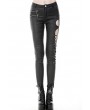 Dark in Love Black Gothic Punk Sexy Asymmetrical PU Leather Trousers for Women