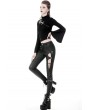 Dark in Love Black Gothic Punk Sexy Asymmetrical PU Leather Trousers for Women