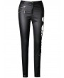Dark in Love Black Gothic Punk Sexy Asymmetrical PU Leather Trousers for Women