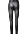 Dark in Love Black Gothic Punk Sexy Asymmetrical PU Leather Trousers for Women