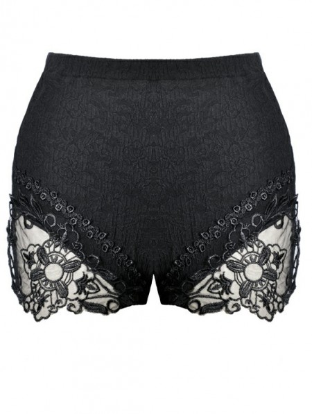 Dark in Love Black Gothic Lace Short Leggings for Women - DarkinCloset.com