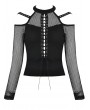 Dark in Love Black Gothic Punk Sexy Off-the-Shoulder Long Sleeve T-Shirt for Women