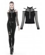 Dark in Love Black Gothic Punk Sexy Off-the-Shoulder Long Sleeve T-Shirt for Women