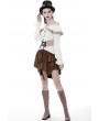 Dark in Love Women's White Steampunk Off-the-Shoulder Long Sleeve Shirt with Detachable Waistband