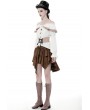 Dark in Love Women's White Steampunk Off-the-Shoulder Long Sleeve Shirt with Detachable Waistband