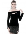 Dark in Love Black Gothic Punk Off-the-Shoulder Long Sleeve T-Shirt for Women