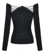 Dark in Love Black Gothic Punk Off-the-Shoulder Long Sleeve T-Shirt for Women