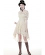 Dark in Love Ivory Steampunk Lace Short Sleeve High-Low Dress