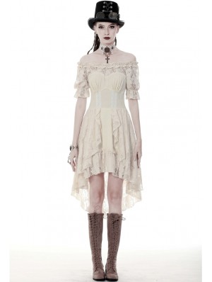 white steampunk dress