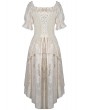 Dark in Love Ivory Steampunk Lace Short Sleeve High-Low Dress