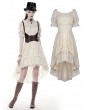 Dark in Love Ivory Steampunk Lace Short Sleeve High-Low Dress