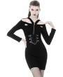 Dark in Love Black Gothic Punk Long Sleeve Sexy Slim Short Dress