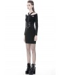 Dark in Love Black Gothic Punk Long Sleeve Sexy Slim Short Dress