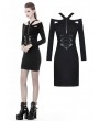 Dark in Love Black Gothic Punk Long Sleeve Sexy Slim Short Dress