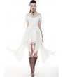 Dark in Love White Gothic Off-the-Shoulder Irregular Cocktail Party Dress