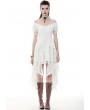 Dark in Love White Gothic Off-the-Shoulder Irregular Cocktail Party Dress