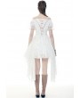 Dark in Love White Gothic Off-the-Shoulder Irregular Cocktail Party Dress