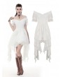 Dark in Love White Gothic Off-the-Shoulder Irregular Cocktail Party Dress