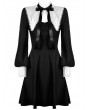 Dark in Love Black and White Gothic Cross Long Sleeve Short Dress