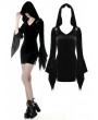 Dark in Love Black Gothic Hooded Holloween Witch Short Dress 