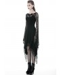 Dark in Love Black Gothic Lace Long Sleeve Asymmetrical Dress
