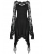 Dark in Love Black Gothic Lace Long Sleeve Asymmetrical Dress